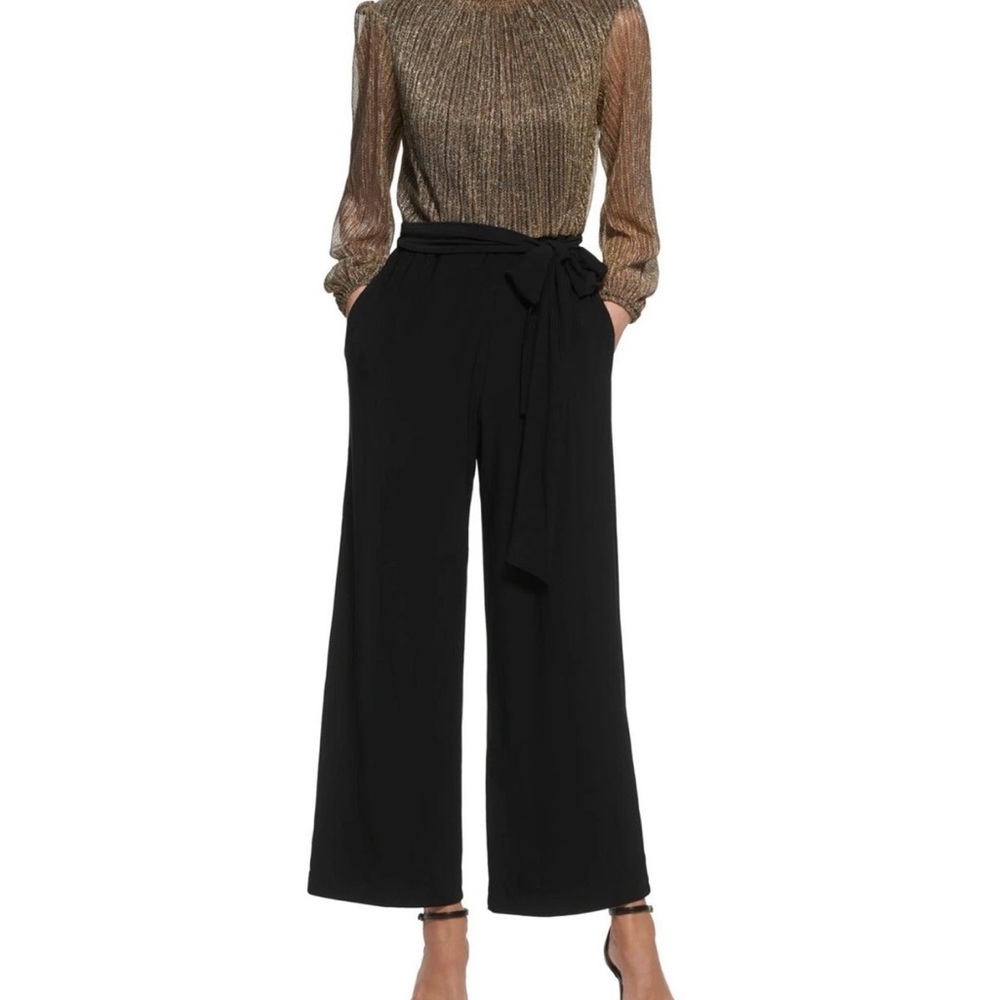 Jessica Howard Black Wide-Leg Jumpsuit with Tie Waist